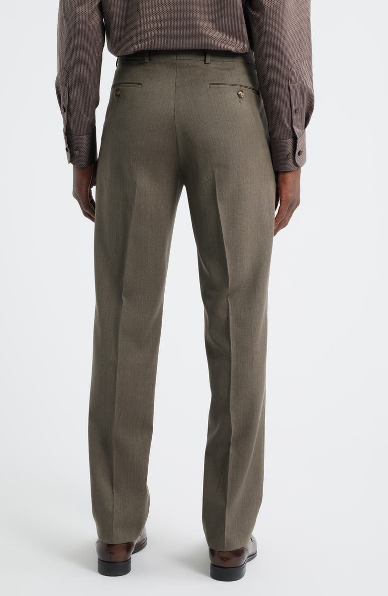 Berle Covert Flat Front Wool Twill Dress Pants, Alternate, color, Brown