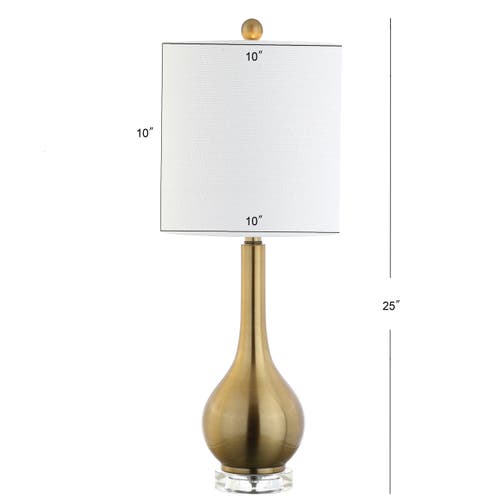Jonathan Y Dylan 25" Metal/crystal Teardrop Led Table Lamp In Brass Gold
