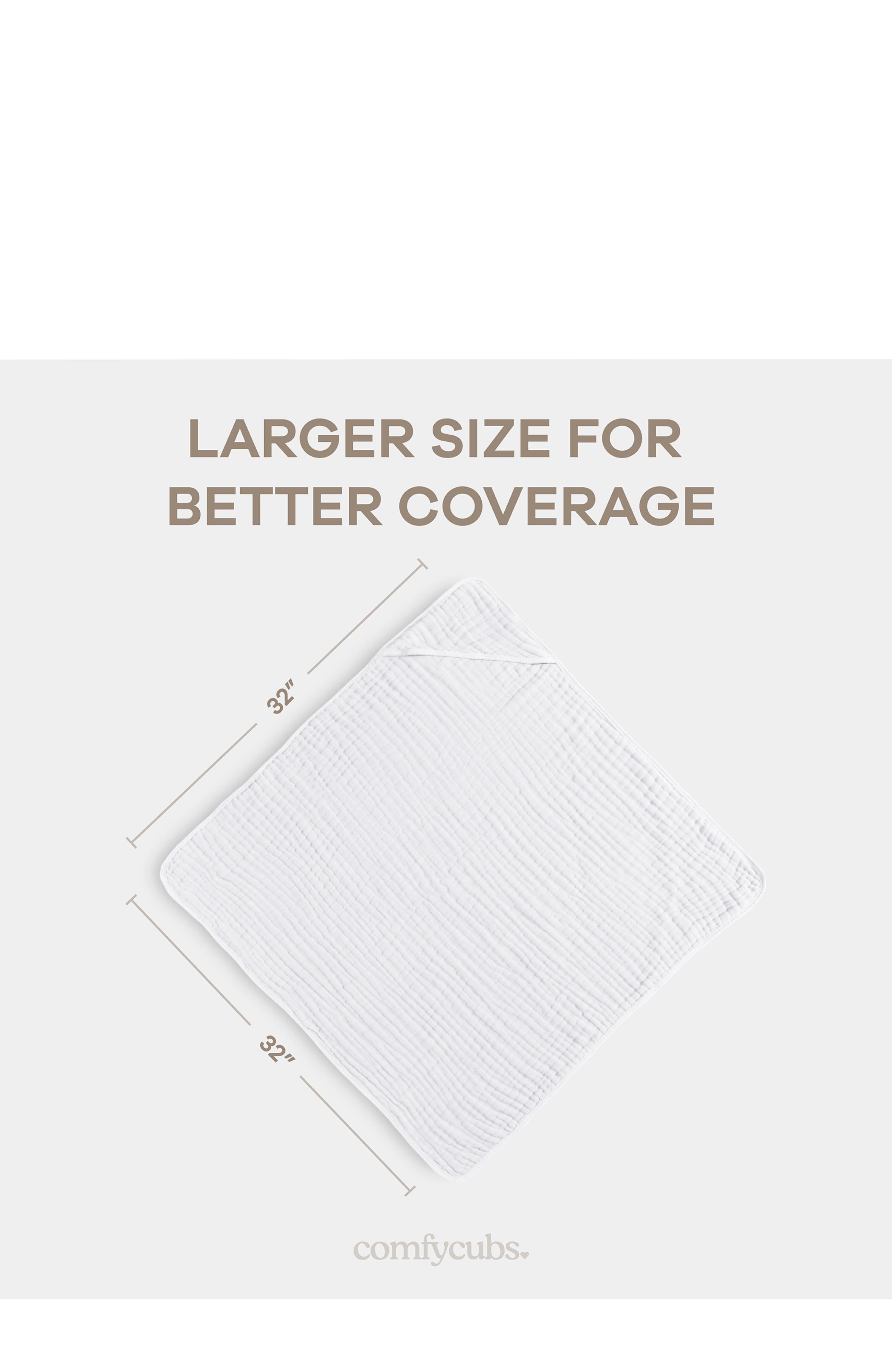 Comfy Cubs Hooded Baby Towels - 6 Layers, Pack of 2 in White 