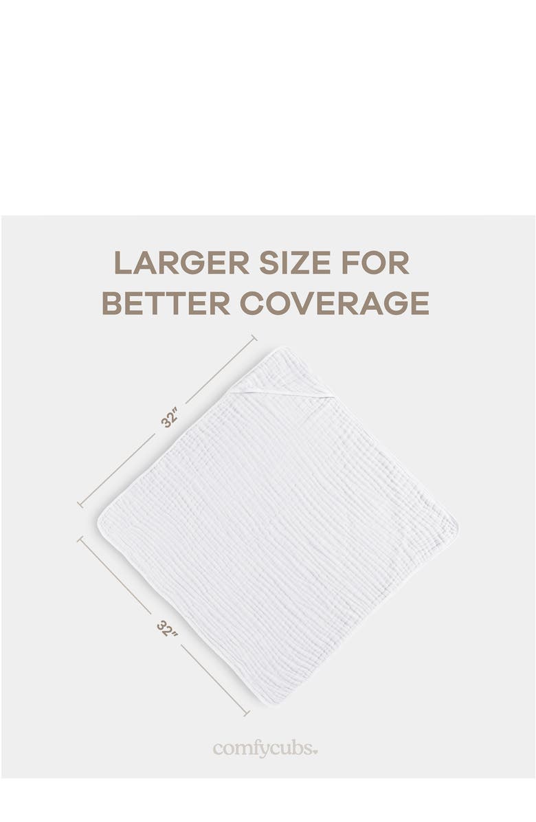 Comfy Cubs Hooded Baby Towels - 6 Layers, Pack of 2, Main, color, White