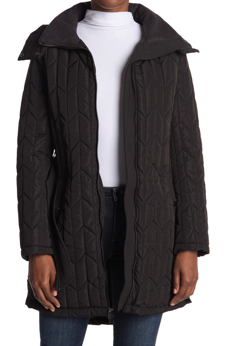 Andrew Marc Lyness Herringbone Quilted Belted Coat, Main, color,
