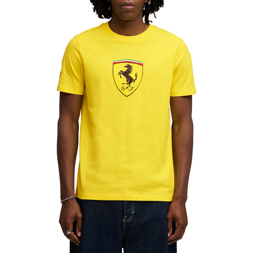Puma X Ferrari Sportswear Cotton Graphic T-shirt In Yellow