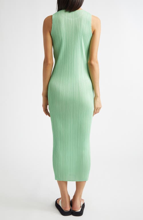 Issey Miyake Pleats Please New Colorful Basics 4 Pleated Sleeveless Dress In Green