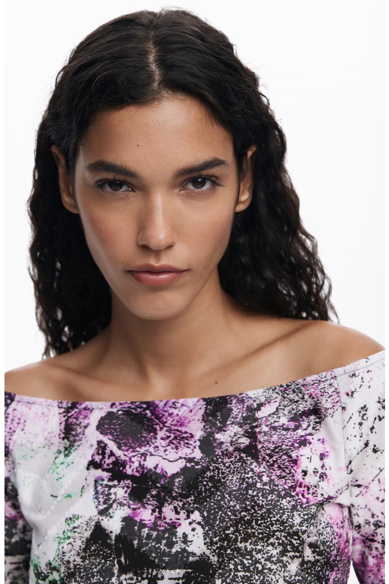 Abstract Print Ballet Neck T-Shirt, Alternate, color, LILAC