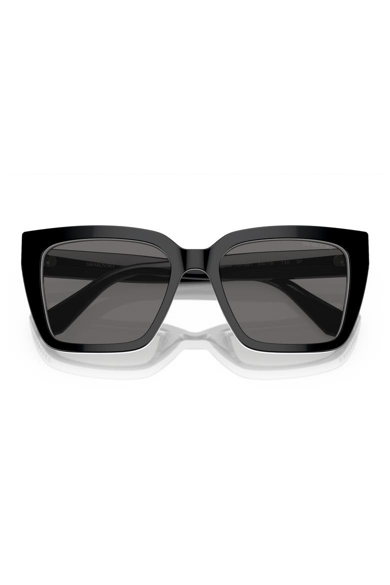54mm Oversize Polarized Square Sunglasses, Alternate, color, BLACK