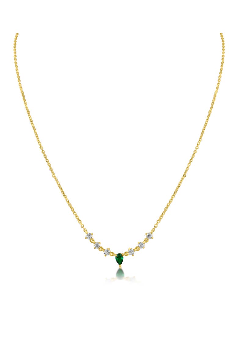 Cubic Zirconia Delicate Pendant Necklace, Main, color, GREEN/ GOLD