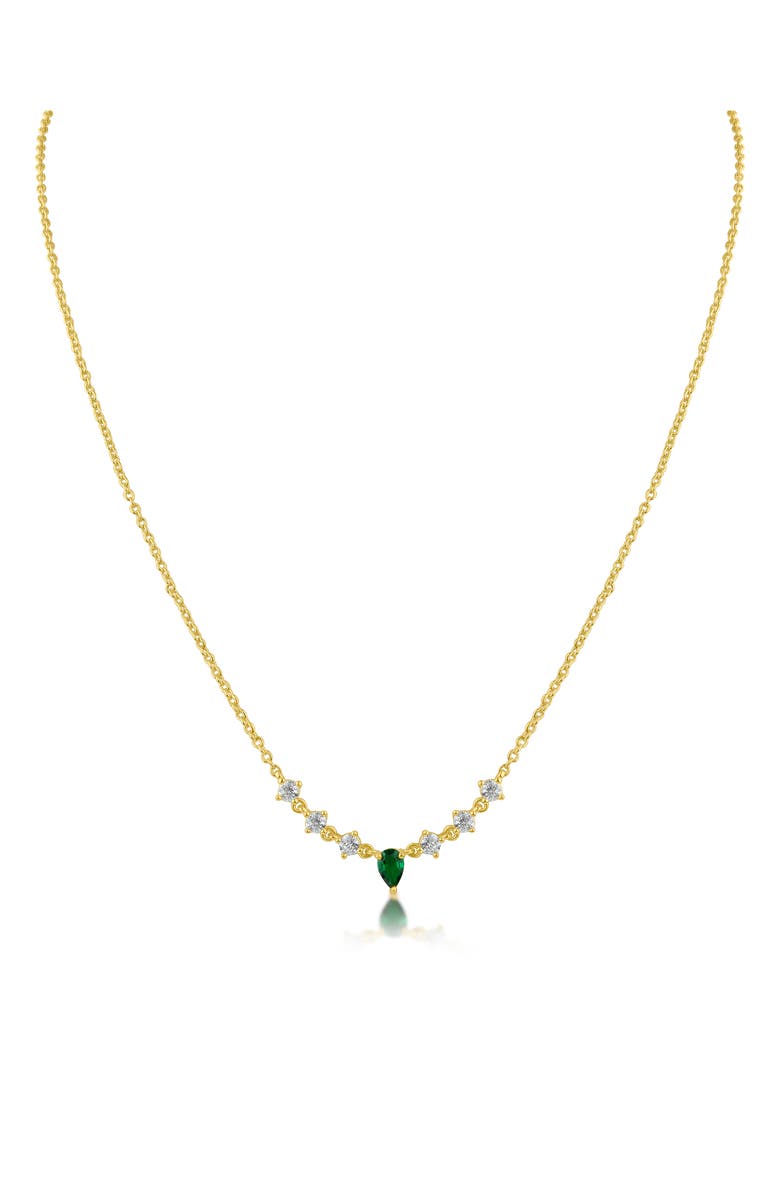 CZ by Kenneth Jay Lane Cubic Zirconia Delicate Pendant Necklace, Main, color, Green/ Gold