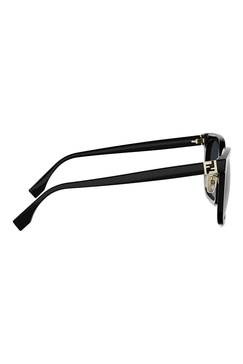 Forever Fendi 56mm Gradient Square Sunglasses, Alternate, color, SHINY BLACK / GRADIENT SMOKE