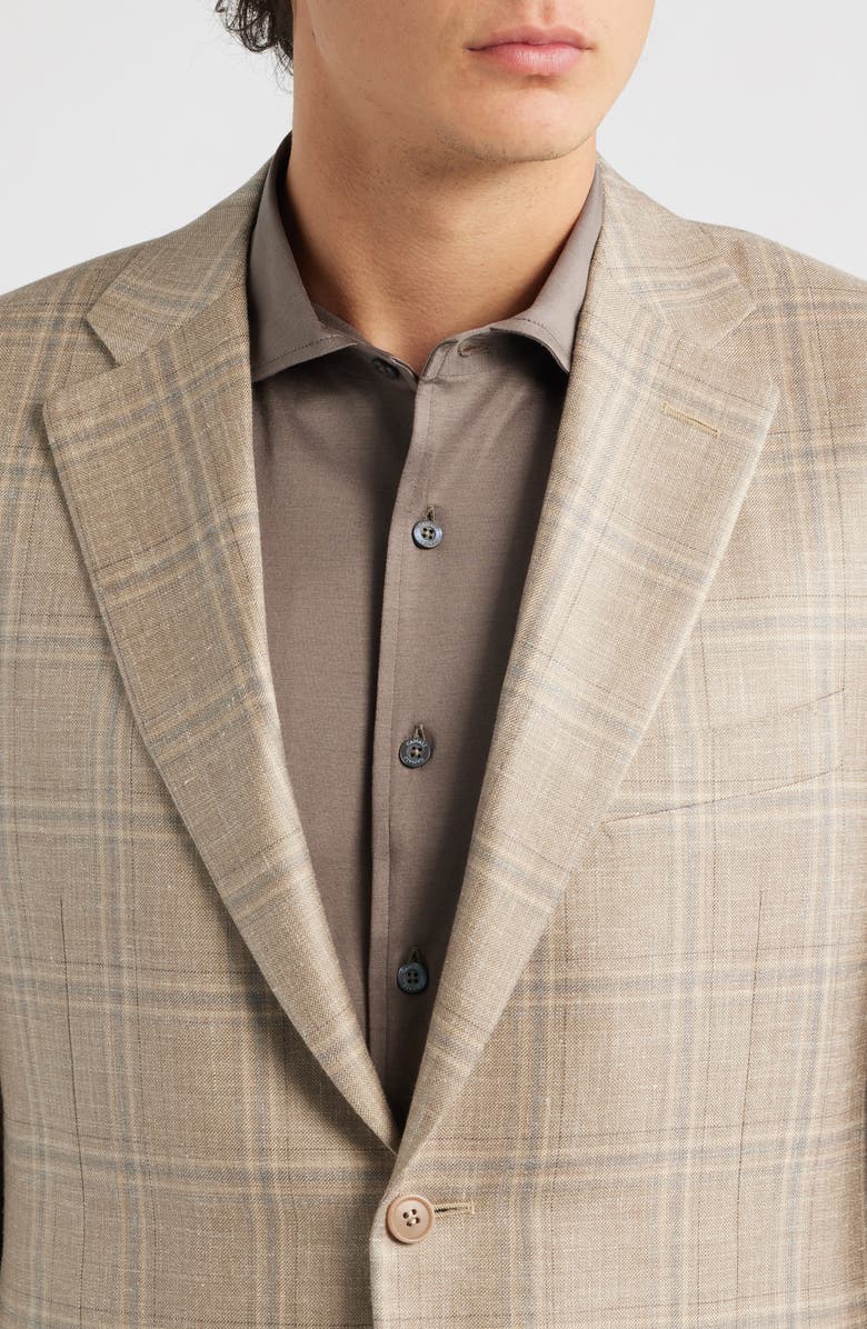 Canali Siena Regular Fit Beige Shadow Check Wool Blend Sport Coat, Alternate, color, Beige