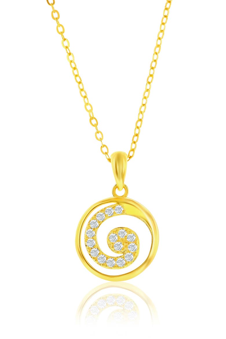 Pavé Cubic Zirconia Swirl Stud Earrings & Necklace Set, Alternate, color, GOLD