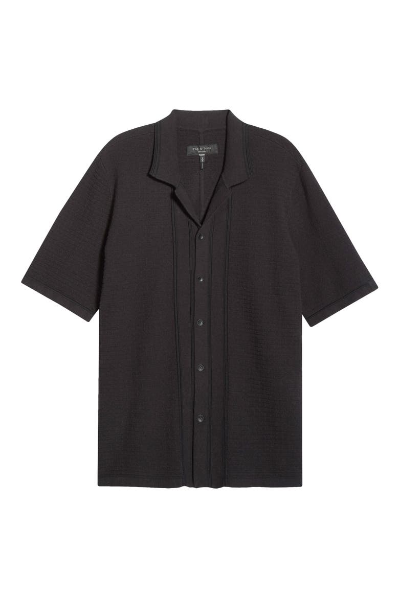 Zuma Short Sleeve Ottoman Stitch Camp Shirt, Main, color, BLACK