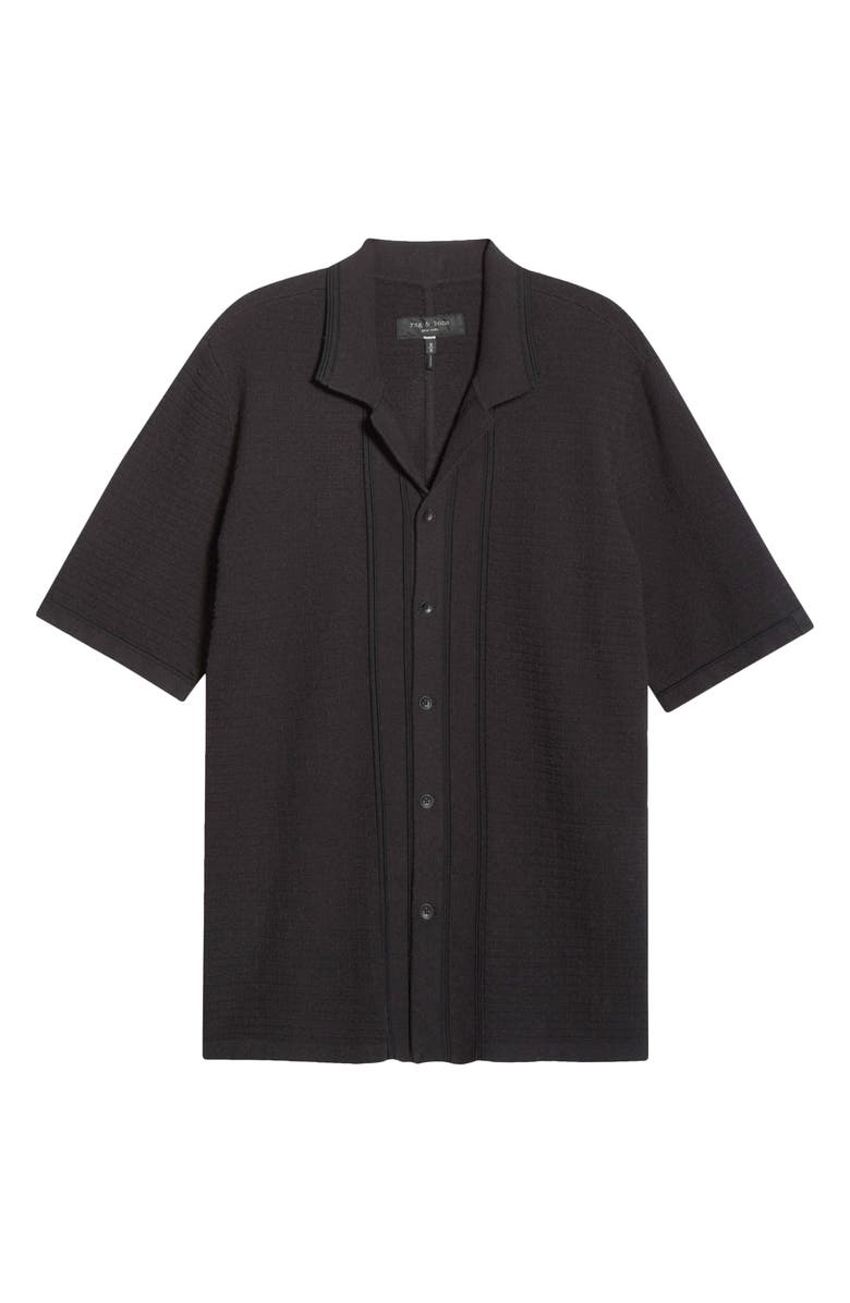 rag & bone Zuma Short Sleeve Ottoman Stitch Camp Shirt, Main, color, Black