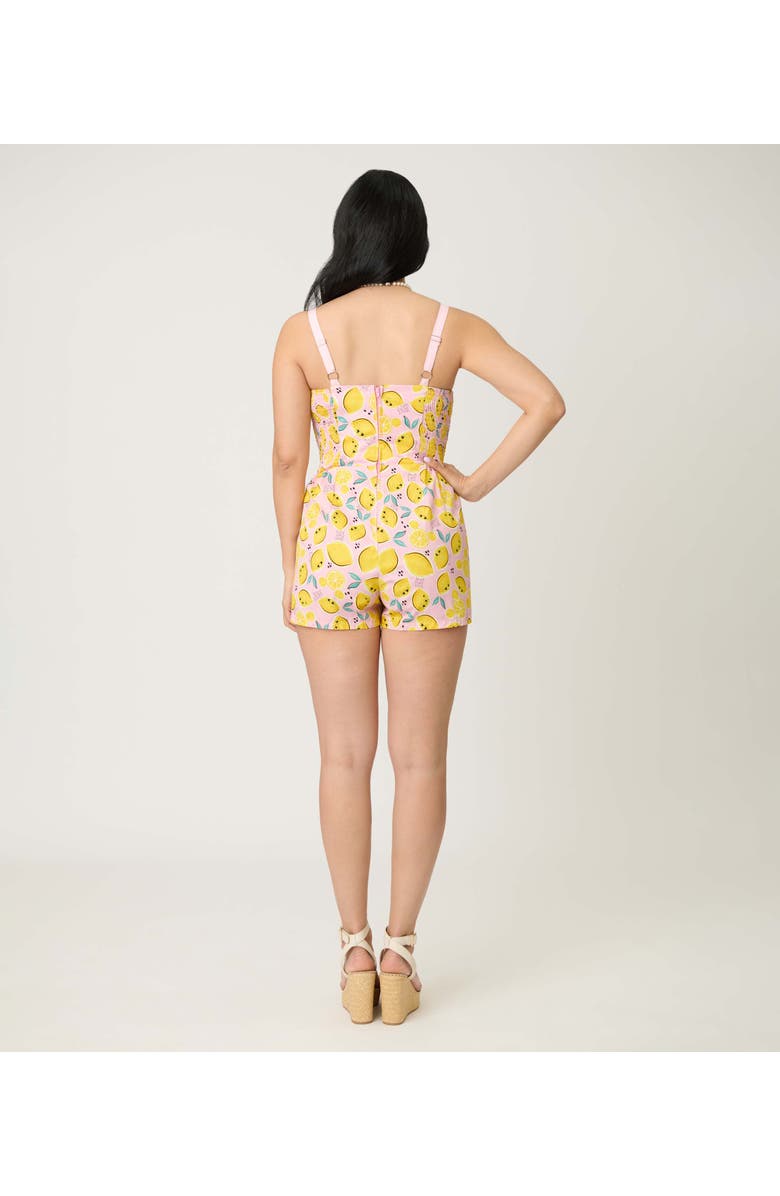 Unique Vintage Skirted Dolly Romper, Alternate, color, Pink & Yellow Citrus