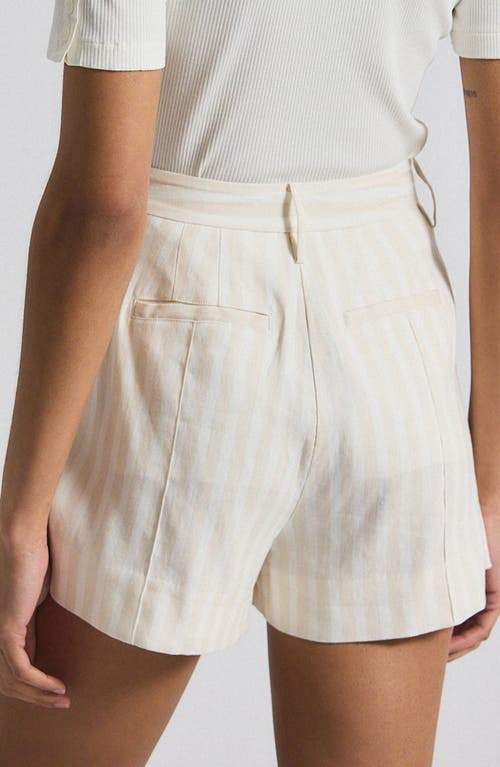 Derek Lam 10 Crosby Freja Tonal Stripe Stretch Linen Blend Shorts In White
