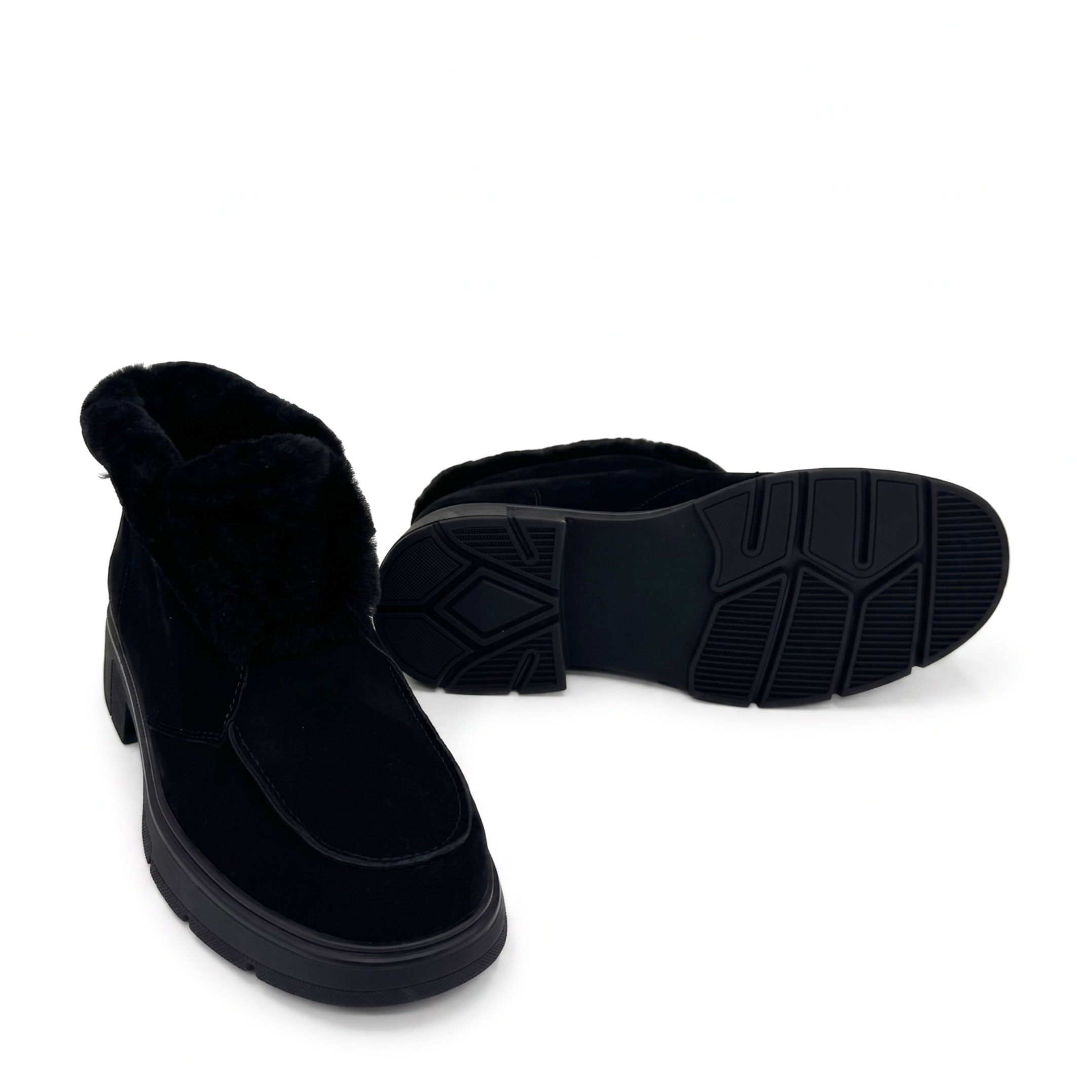 Meredith Suede Shearling Ankle Boot, Alternate, color, Black