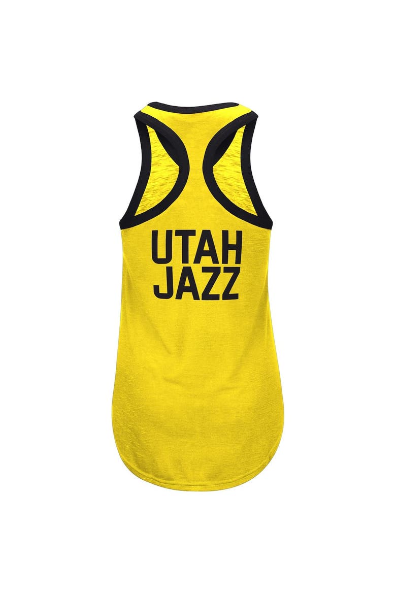 Women's G-III 4Her by Carl Banks Gold Utah Jazz Showdown Scoop-Neck Racerback Tank Top, Alternate, color, Gold