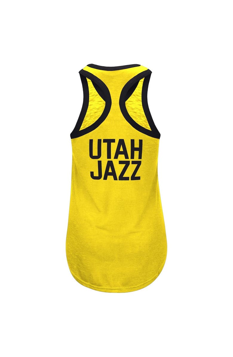 G-III 4HER BY CARL BANKS Women's G-III 4Her by Carl Banks Gold Utah Jazz Showdown Scoop-Neck Racerback Tank Top, Alternate, color, Gold
