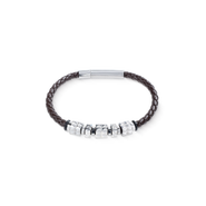 COEUR DE LION Brown Leather Bracelet With Stainless Steel Spikes Cubes