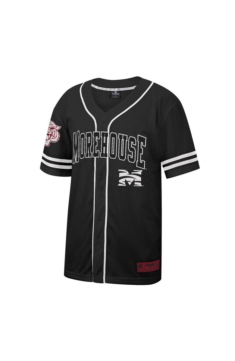 COLOSSEUM Men's Colosseum Black Morehouse Maroon Tigers Free Spirited Mesh Button-Up Baseball Jersey, Alternate, color, 