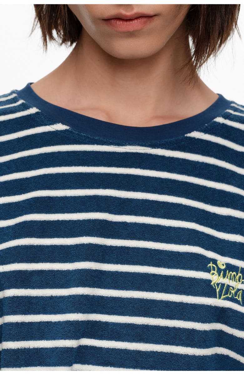 Bimba y Lola Striped Towel Long Sleeve T-Shirt, Alternate, color, Navy