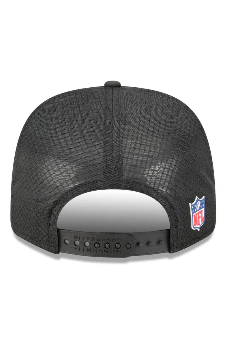 New Era Men's New Era Black Pittsburgh Steelers 2025 Sideline Throwback 9SEVENTY Trucker Adjustable Hat, Alternate, color, Black