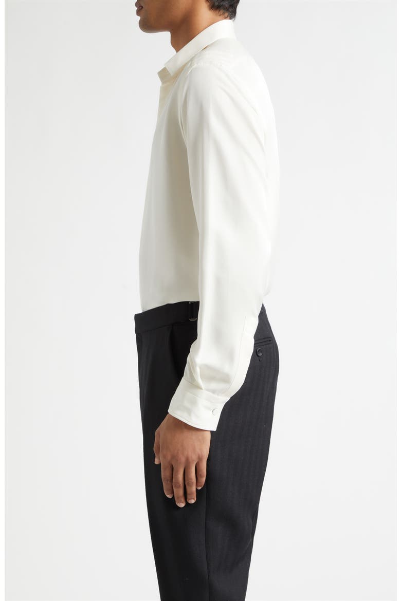 Classic Fit Enzymed Fluid Silk Twill Button-Up Shirt, Alternate, color, CHALK