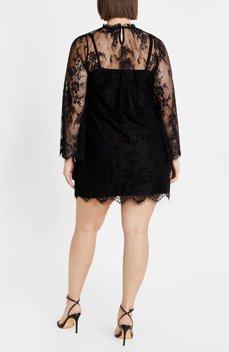 City Chic Zelda Lace Minidress, Alternate, color, Black