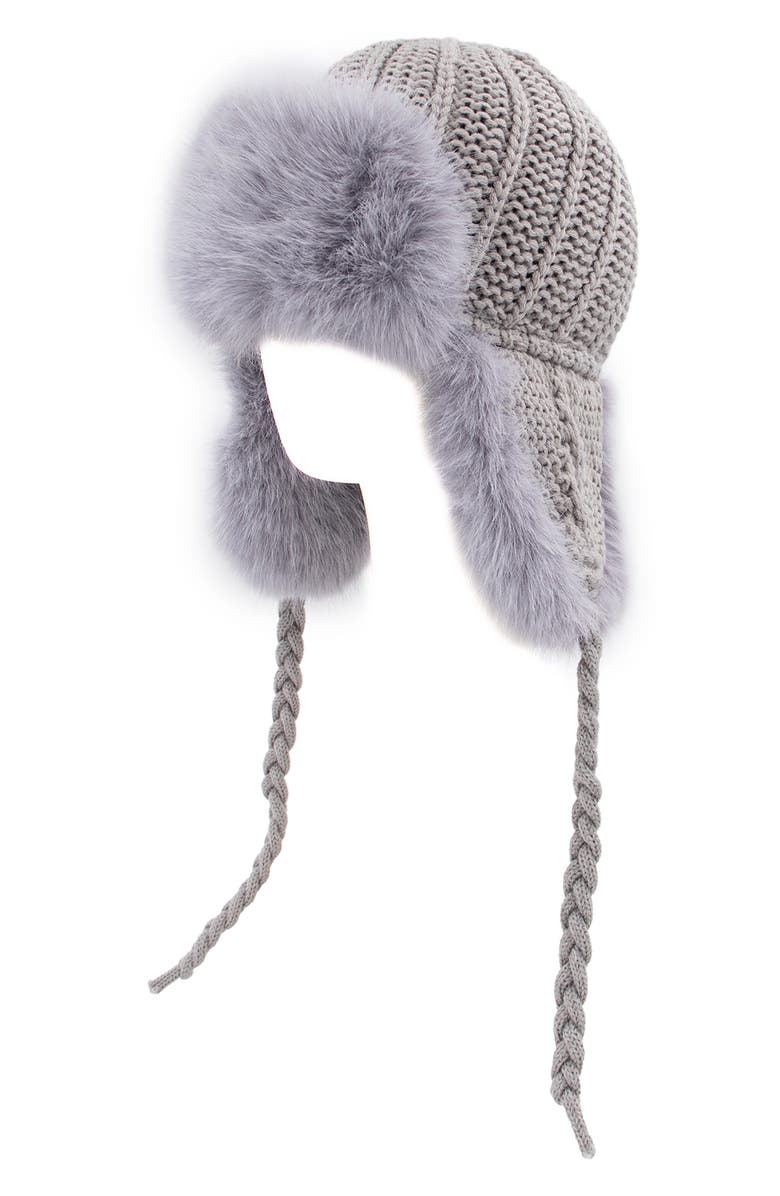 SURELL Faux Fur Trapper Cap, Main, color, Gray