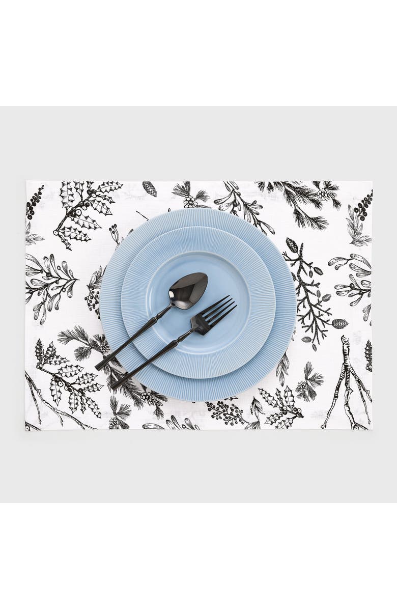 Solino Home Linen Placemats - Winter Forest, 14" x 19", Alternate, color, Black/White