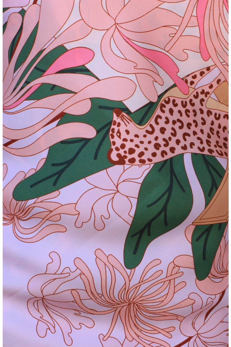 Double Sided Silk Scarf Of Jungle Gathering, Alternate, color, Pink