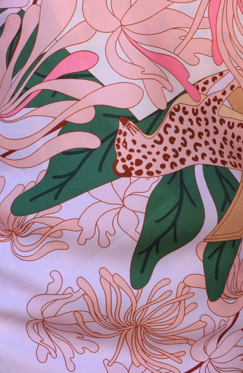 Jessie Zhao New York Double Sided Silk Scarf Of Jungle Gathering, Alternate, color, Pink