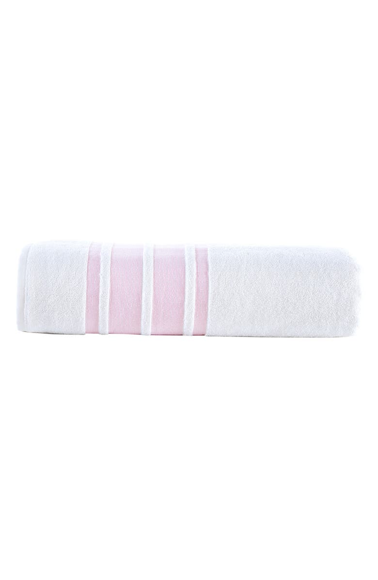 Brooks Brothers Contrast Border Cotton Bath Sheet, Main, color, Pink