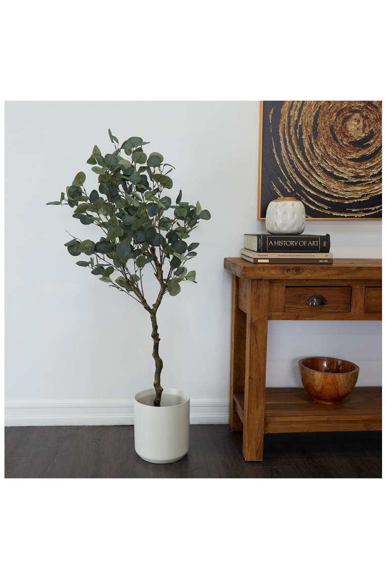 Green Faux Foliage Potted Artificial Eucalyptus Tree, Alternate, color, GREEN