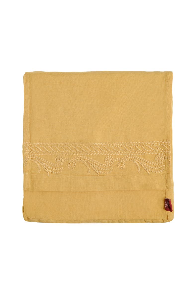 Mino Embroidered Cotton Linen Blend King Duvet Cover Set, Alternate, color, Mustard
