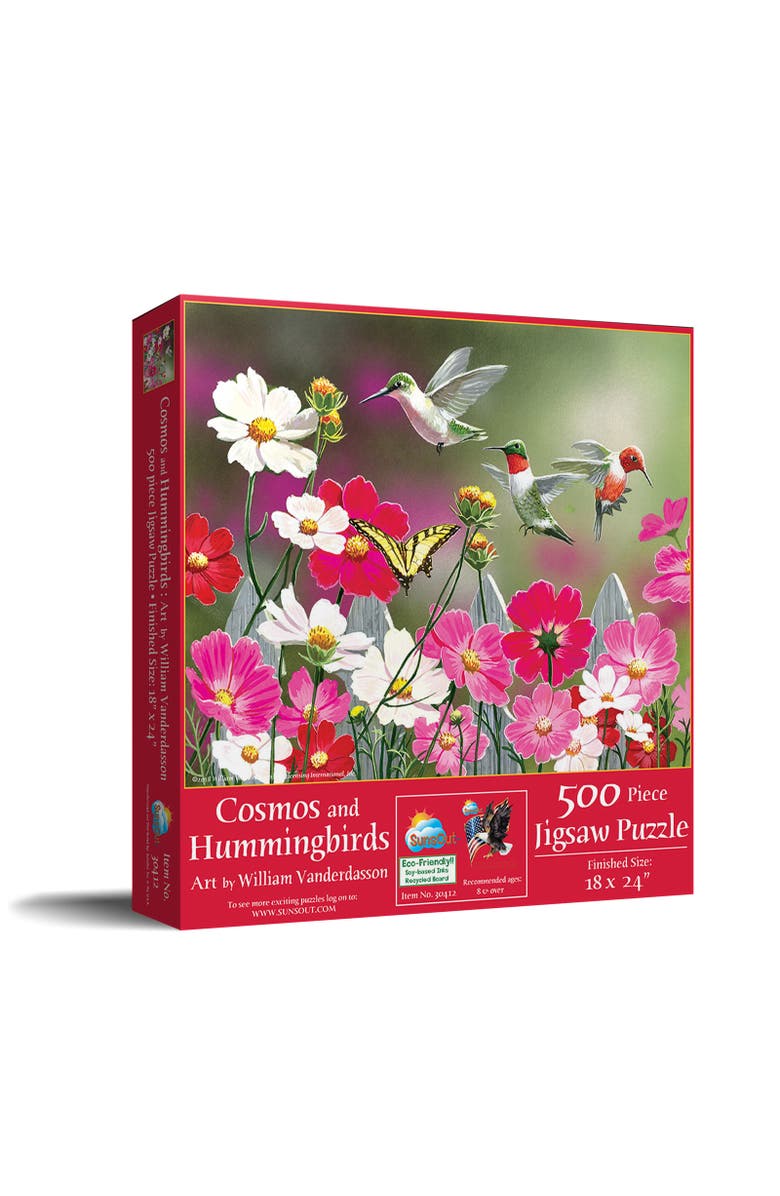 Sunsout Cosmos and Hummingbirds 500 piece Jigsaw Puzzle for Adults, Main, color, Multicolor