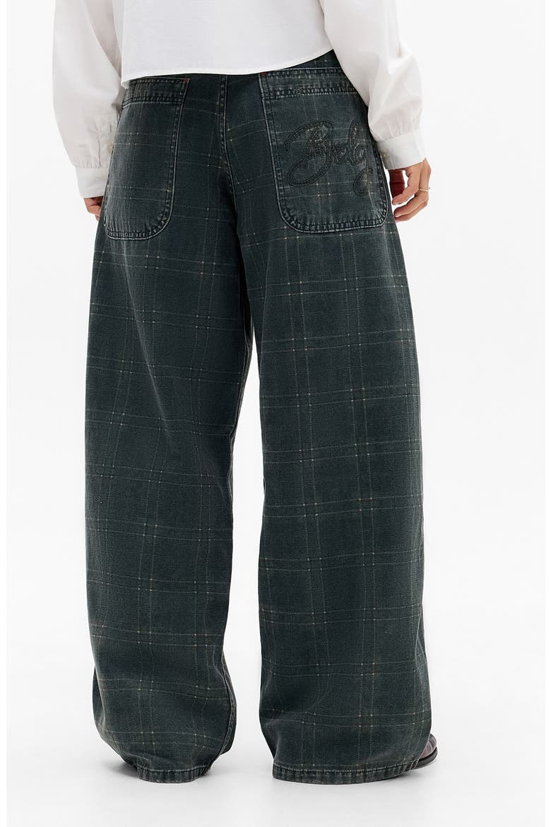 Jaya Check Low Rise Wide Leg Jeans, Alternate, color, GREEN