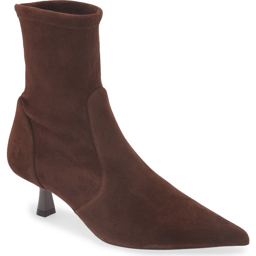 Stuart Weitzman Stuart Sculpt Pointy Toe Bootie 50 In Brown