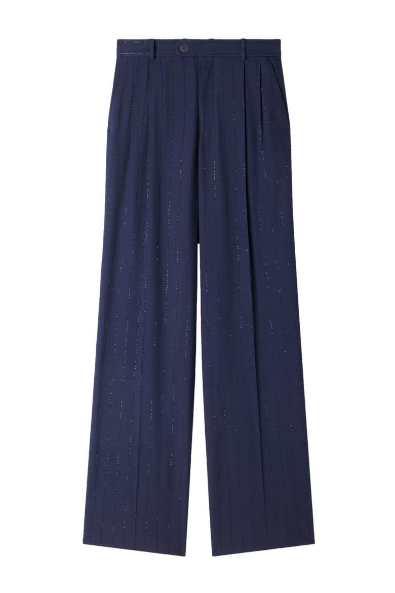 Striped sequin trousers, Alternate, color, Dark navy