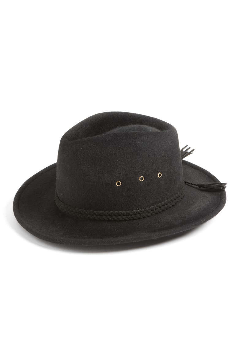 Stanwyck Wool Felt Fedora, Main, color, BLACK