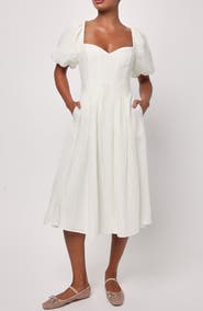 Lulus Melody Puff Sleeve Midi Dress
