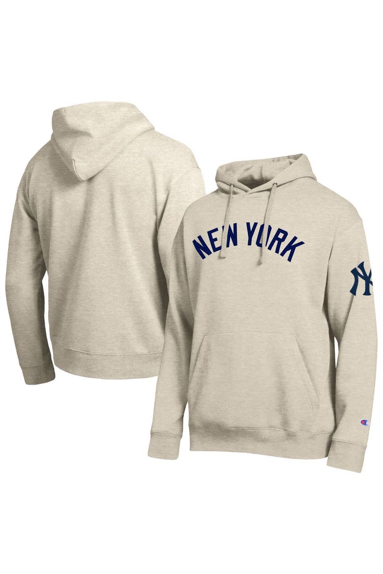 Men's Champion Oatmeal New York Yankees All Star Chenille Hoodie, Main, color, Oatmeal