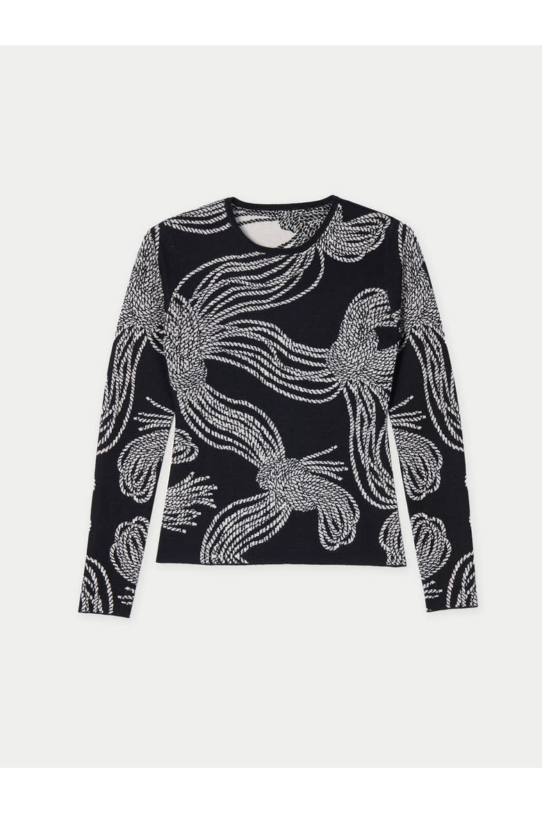 Rope Knot Print Cashmere Silk Sweater, Main, color, black