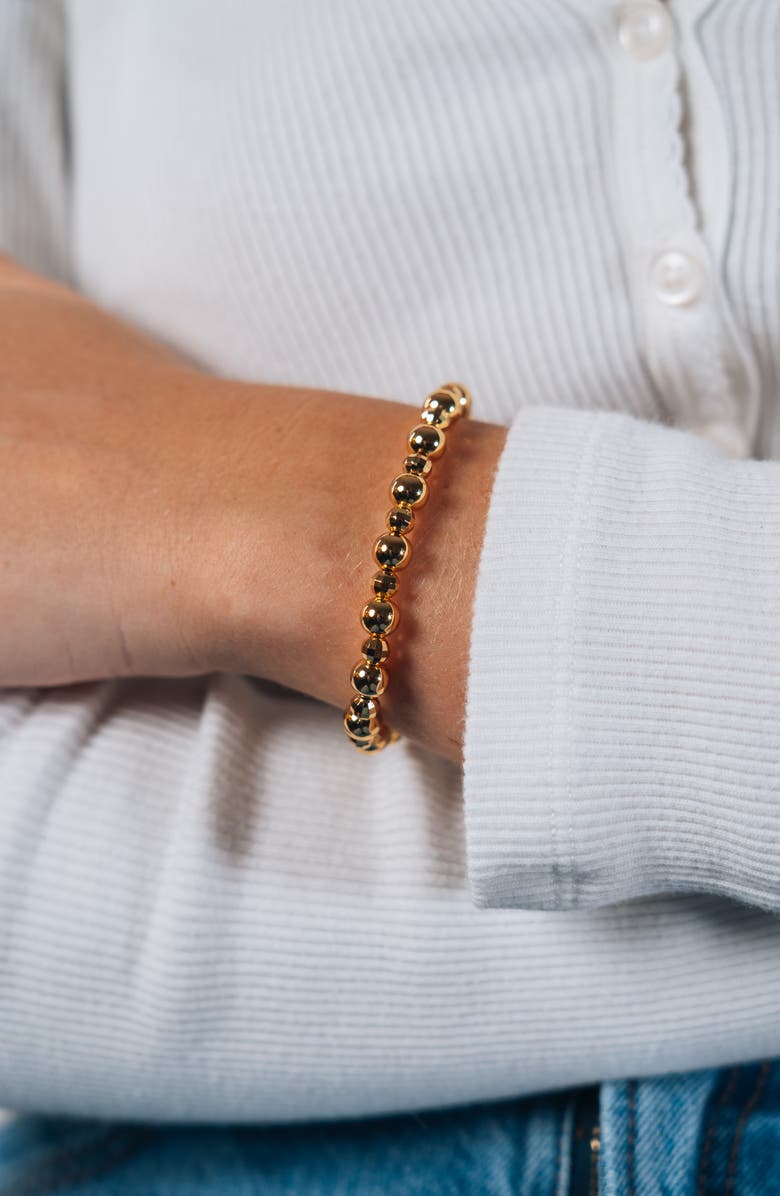 Sterling Forever Summer Beaded Stretch Bracelet, Alternate, color, Gold