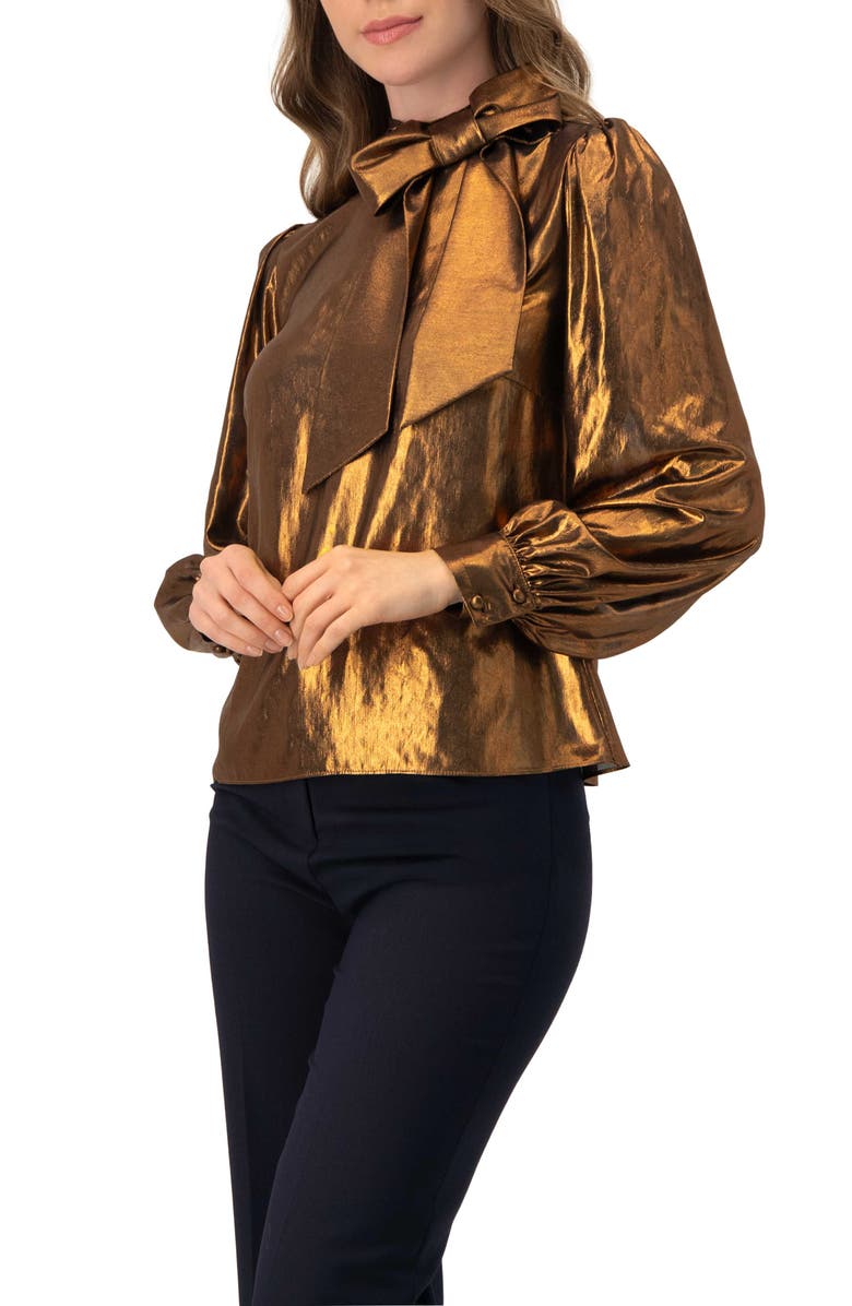 IVONNE Metalic Bow Blouse, Alternate, color, Copper