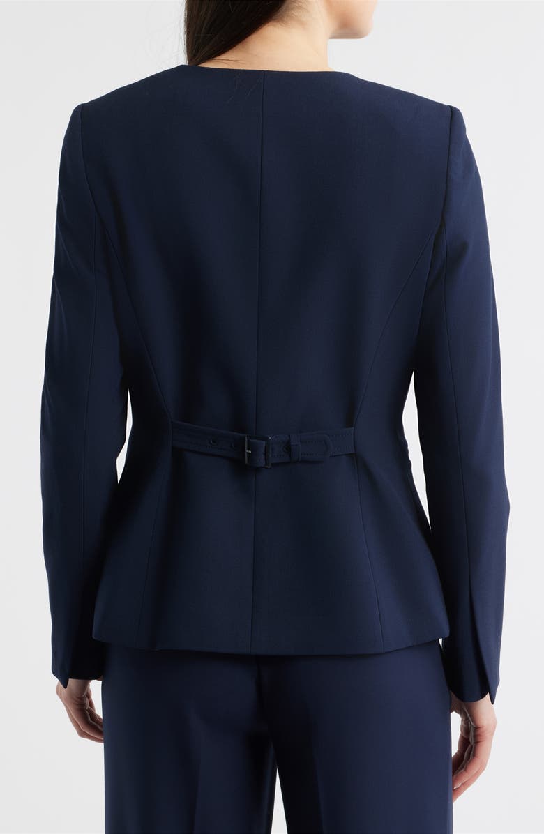 Tahari ASL Collarless Jacket, Alternate, color, New Navy