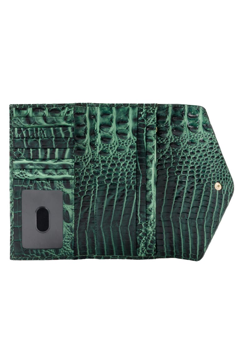Veronica Croc Embossed Leather Wallet, Alternate, color, PINE