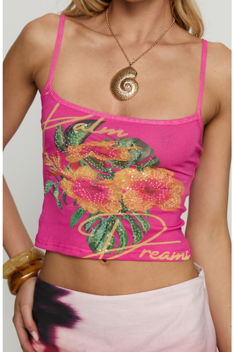Palm Dreams Sequin Detail Graphic Tank, Alternate, color, PINK