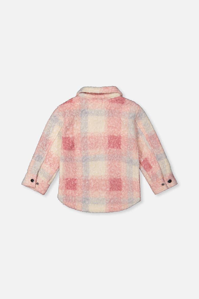 Zipped Plaid Fleece Chest Pockets Overshirt, Alternate, color, Beige and Pink Tiles