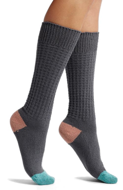 American Trench Waffle Crew Socks In Dark Grey