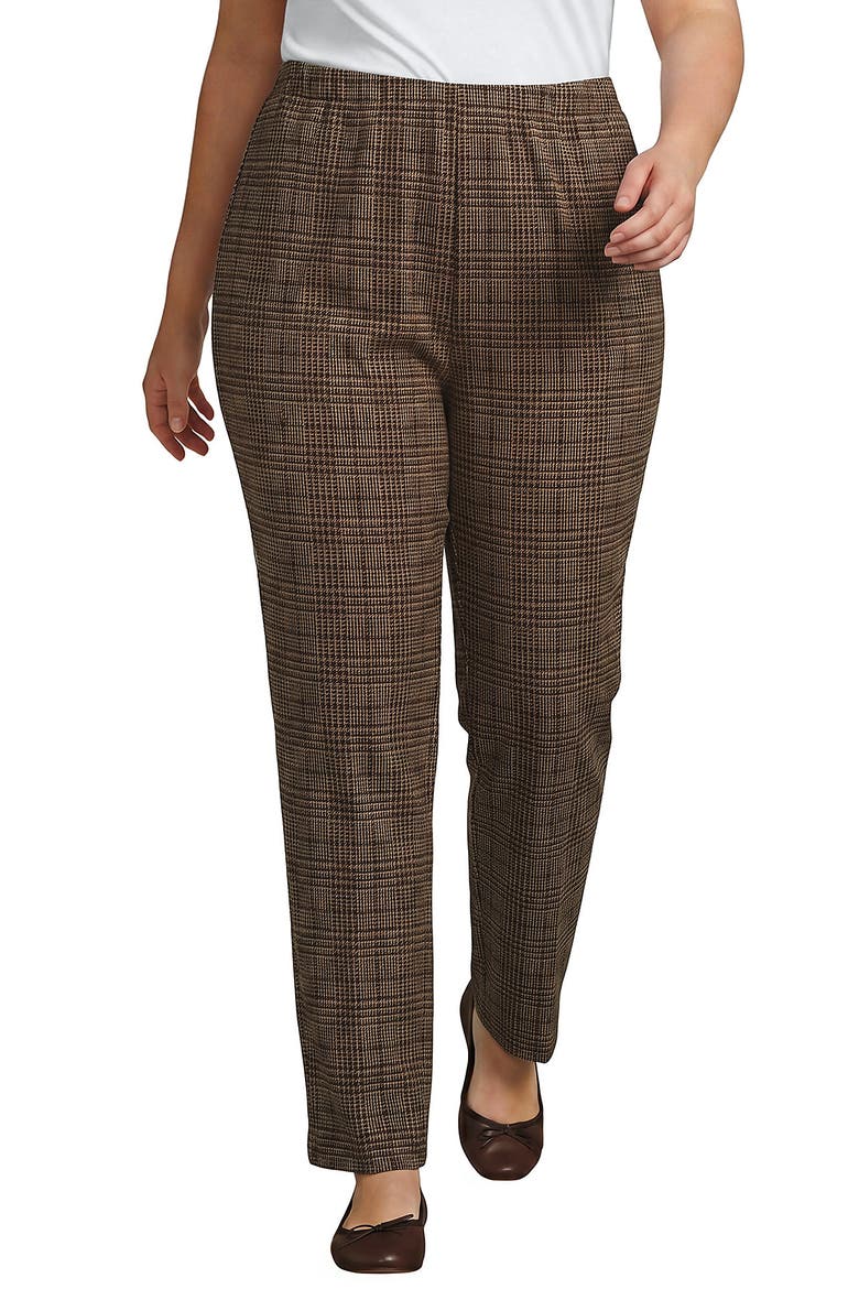Sport Knit High Rise Pants, Main, color, Rich Coffee/Khaki Glen Plaid